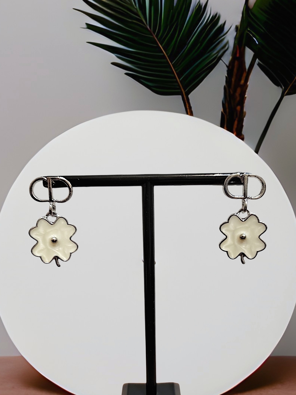 Handcrafted White Flower Drop Earrings - Unbranded